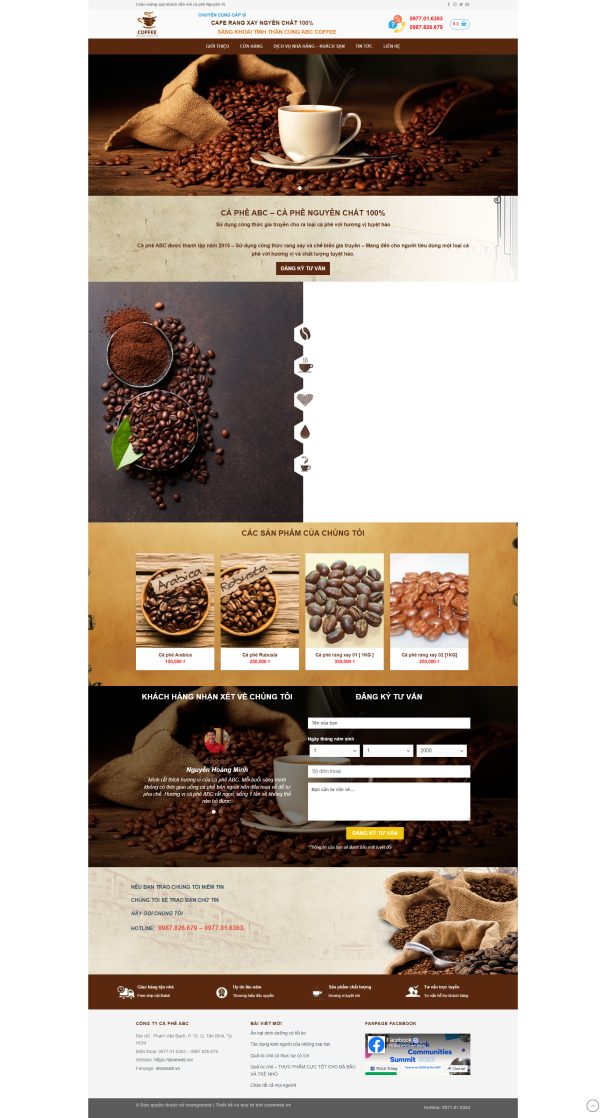 Mẫu Website Coffee Nguyên Vị