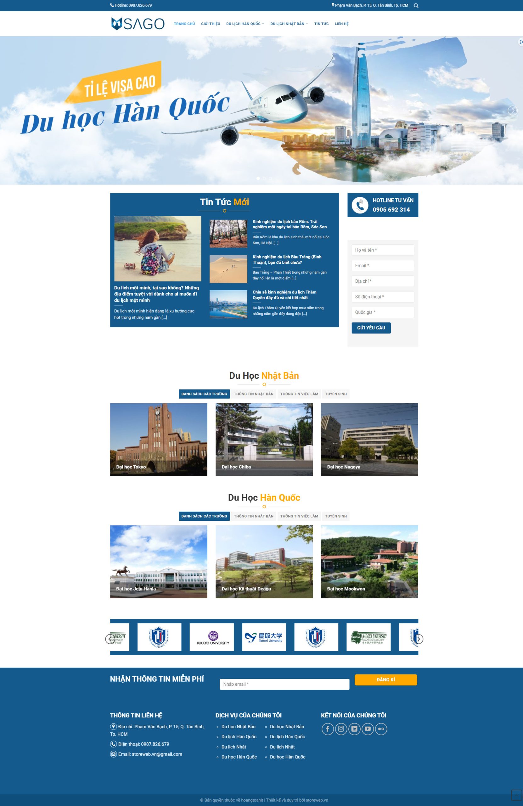 Mẫu Website Công ty dịch vụ Du học nước ngoài