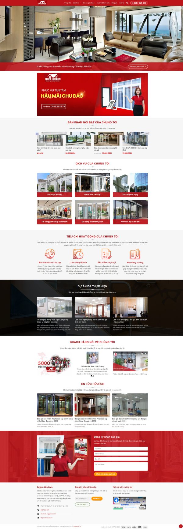 Mẫu Website Công ty kinh doanh Cửa nhôm