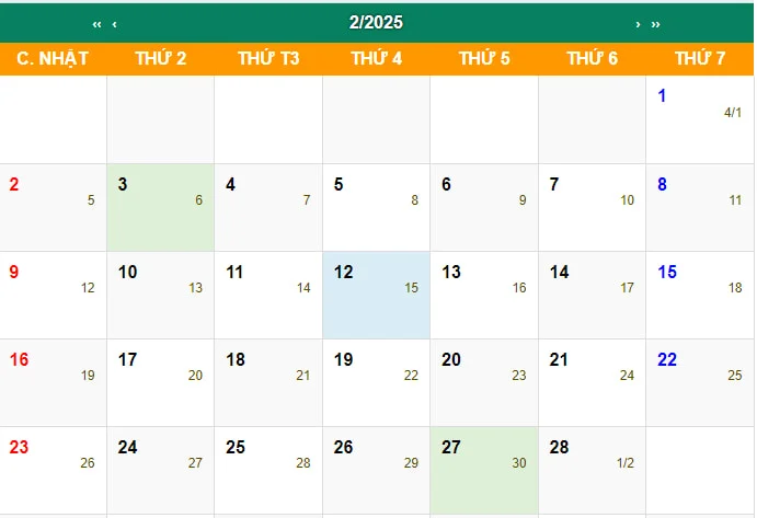 Danh sách ngày tốt nhập trạch tháng 2/2025