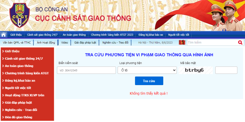Tra cứu phạt nguội ô tô qua cổng thông tin của Cục Cảnh sát giao thông