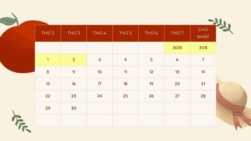 Lịch Nghỉ Lễ Quốc Khánh 2/9 Năm 2025