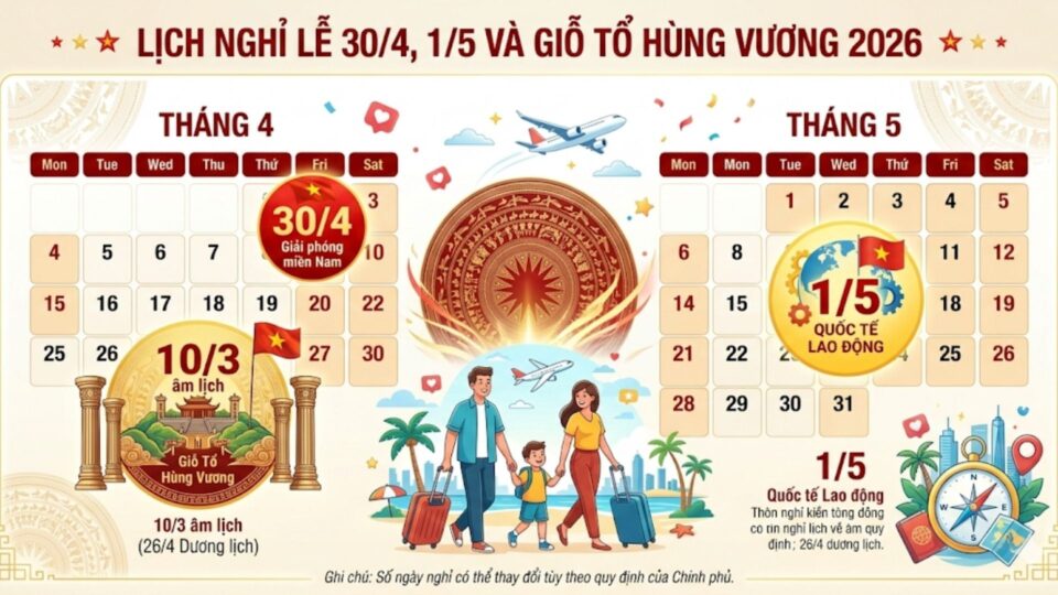 Lịch Nghỉ Giỗ Tổ Hùng Vương 2026 Và 30/4